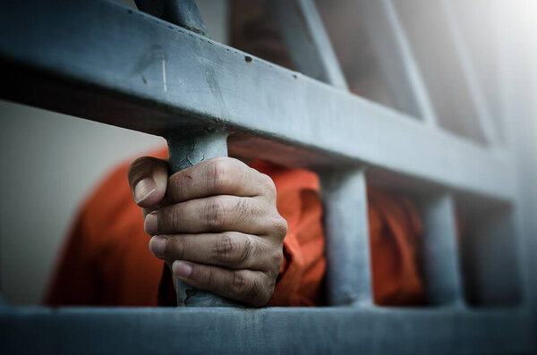 Close-up Of male  Hands  In prison 