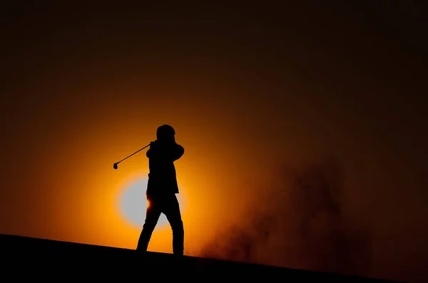 Golf Shilluette Homme Jouant Golf — Photo
