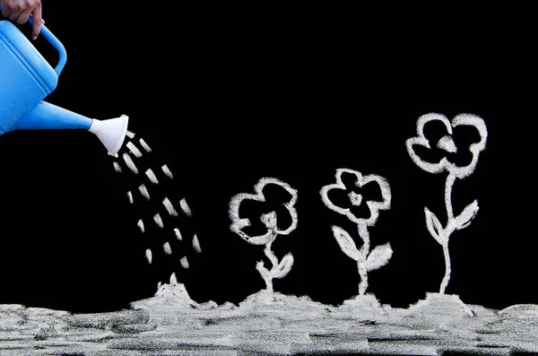 Siyah arkaplanda el çizimi.