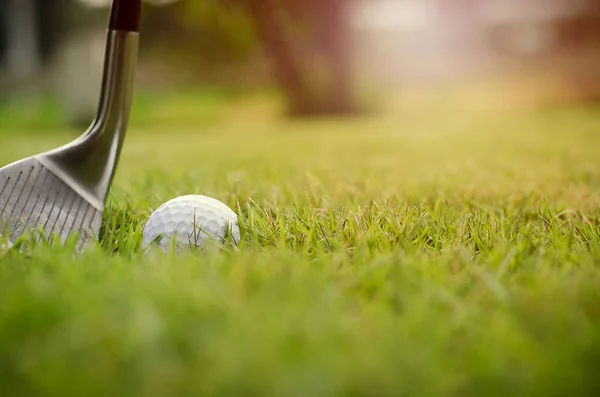 Golf club and golf ball, close up