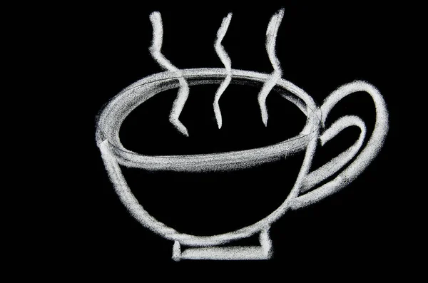 Ręka Kawy Narysowana Kredą Tablicy — Zdjęcie stockowe