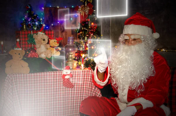 Santa Claus Doma Vánoční Koncept — Stock fotografie