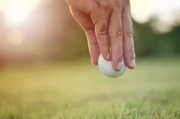 Golfe Mão Golfista Com Bola Desporto — Fotografia de Stock