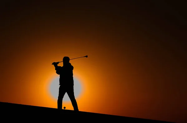 Golf Shilluette Van Man Die Golf Speelt — Stockfoto