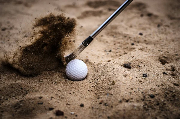 Golfers Hitting Golf Ball Sand Blasting — Stock Photo, Image