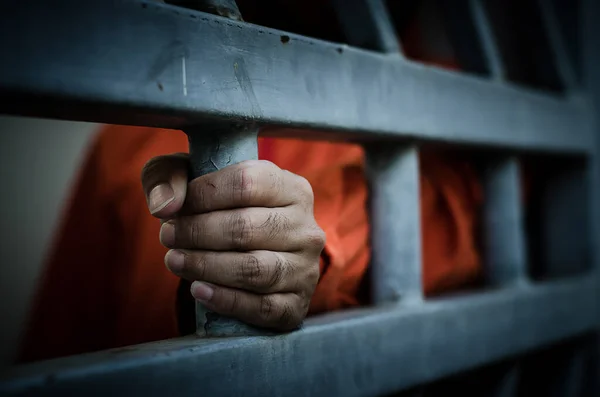 Close-up Of male  Hands  In prison