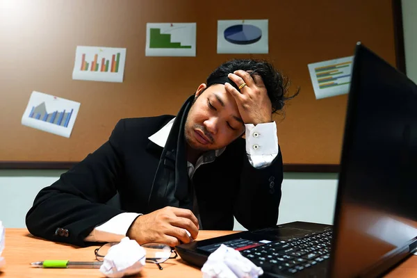 Ásia Negócio Homem Estressado Com Trabalho — Fotografia de Stock