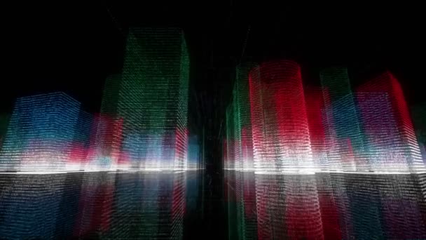 デジタル都市の成長を示すホログラフィック技術映像 — ストック動画
