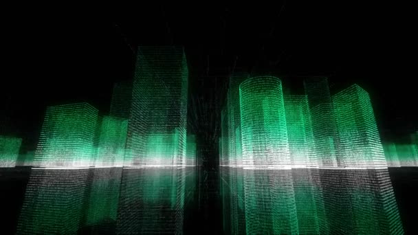 Dijital Şehrin Büyümesini Gösteren Holografik Teknoloji Görüntüleri — Stok video