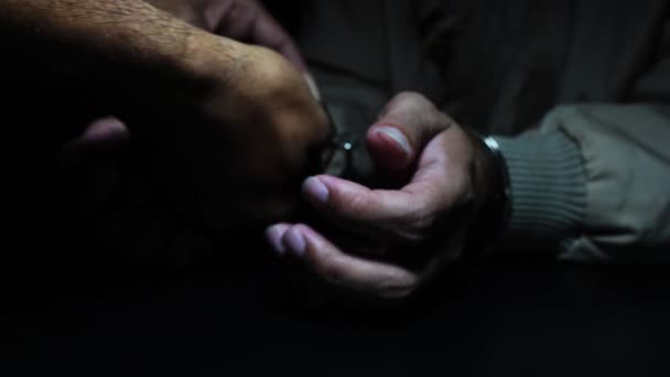 Footage Researcher Removing Handcuffs Prisoner Who Made Deal Him — Stock Video