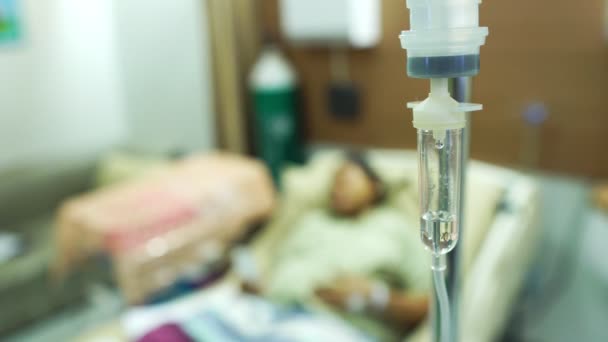 Imagens Foco Seletivo Com Conta Gotas Hospital Pacientes Estão Enfermaria — Vídeo de Stock