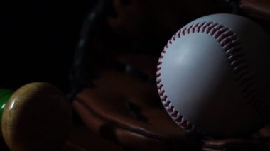 Bahçedeki beyzbol ekipmanları.