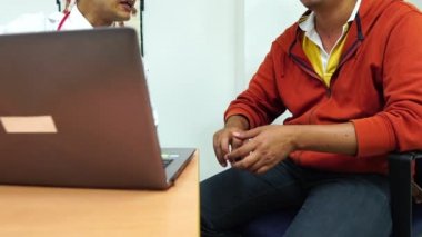 The concept of health: doctor talking to communicate, say the symptoms for patients footage slow motion