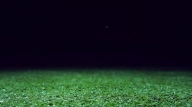 Yeşil çimlerde golf topunun yavaş hareketi