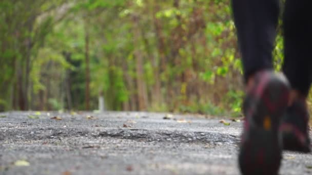 Aziatische Man Loper Sprinten Outdoor Schilderachtige Natuur — Stockvideo