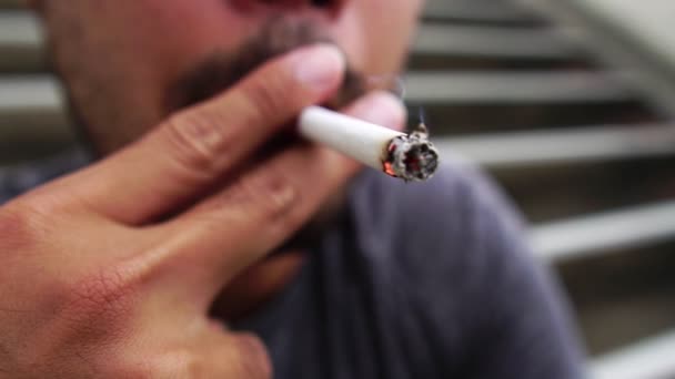 Asijští Muži Kouří Před Záběry Parku Zpomalený Film — Stock video