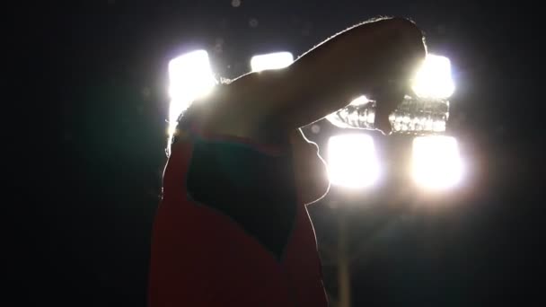 Runner Pouring Water His Face Tired Running Park Footage Slow — Stok video