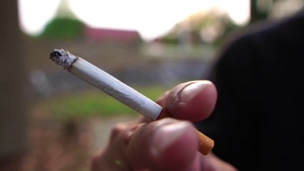 Huella Jóvenes Asiáticos Fumando Cigarrillos — Vídeo de stock