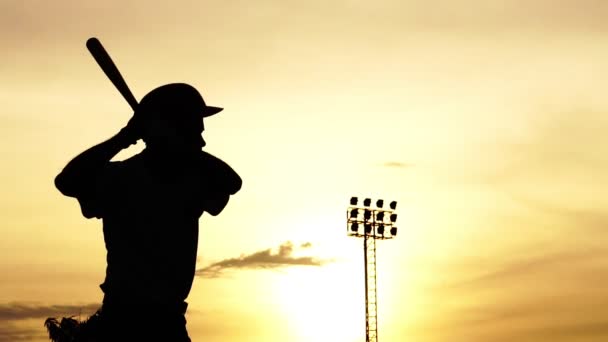 Hombre Asiático Equipo Deportivo Jugando Béisbol — Vídeos de Stock