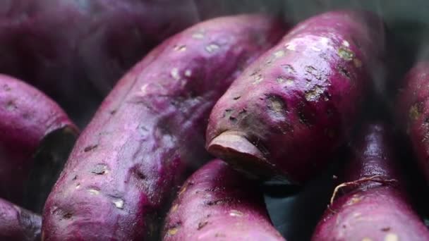 Closeup Coking Sweet Potatoes — Stock Video