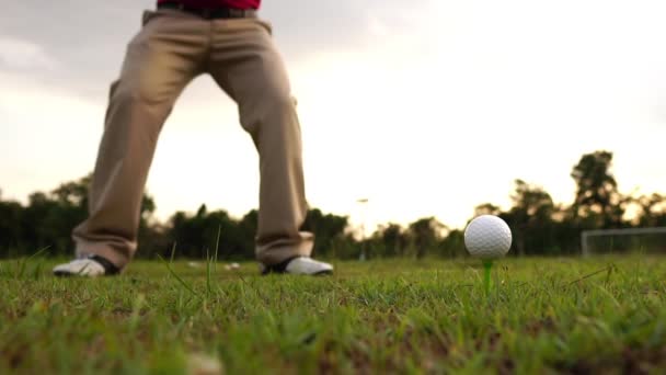 Hombre Jugando Golf Prado — Vídeo de stock