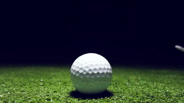 Slow Motion Golf Ball Green Grass — Stock Video