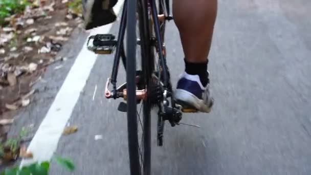 Close View Man Cycling Outdoor — Stock video