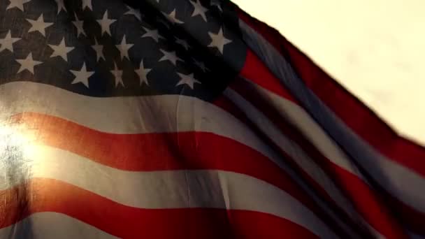 Waving Usa Zászló Felhős Háttér — Stock videók