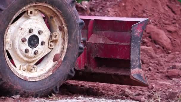 Huella Tractor Trabajando Con Superficie Terrestre — Vídeos de Stock