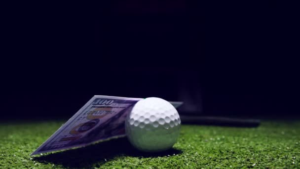 Desplazamiento Lento Del Balón Golf Sobre Hierba Verde — Vídeos de Stock