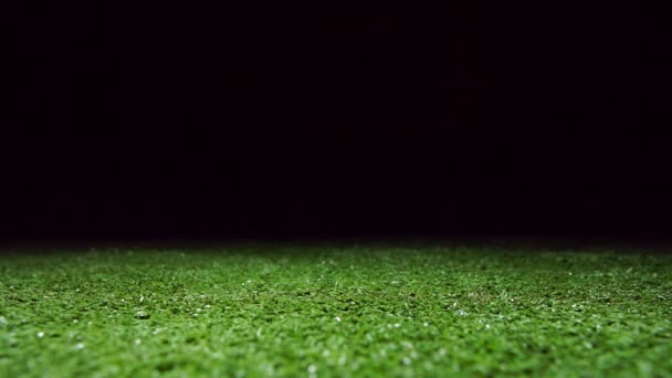 Αργή Κίνηση Της Μπάλας Του Γκολφ Στο Πράσινο Γρασίδι — Αρχείο Βίντεο