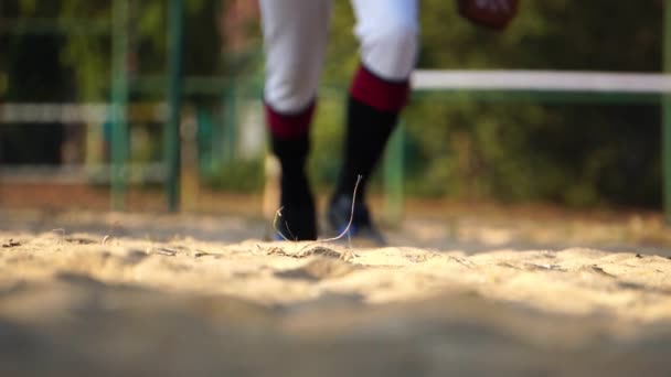 Giocatori Baseball Che Praticano Riprese Hard Slow Motion — Video Stock