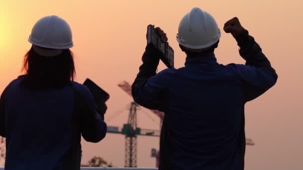 Engenheiro Inspeção Canteiro Obras — Vídeo de Stock