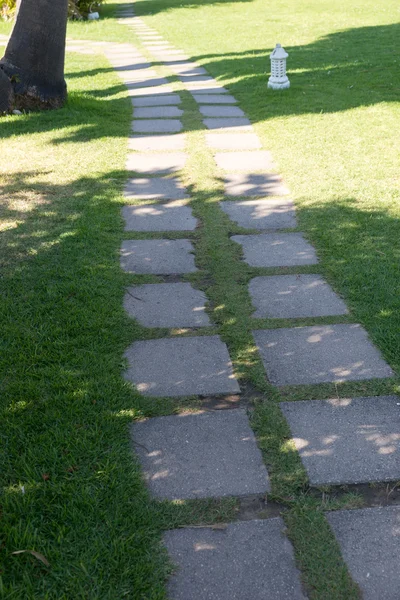 Chodnik z płyt kamiennych w trawie — Zdjęcie stockowe