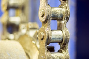 Closeup kirli ratchet Dişli zincir sürücü ile