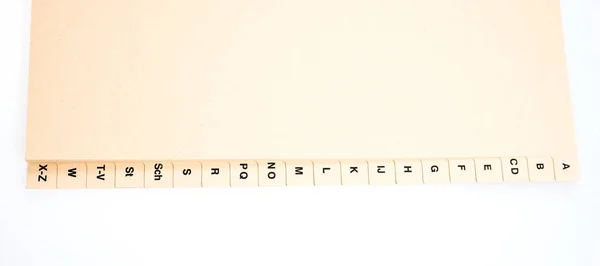 Алфавитный индекс для сортировки адресов клиентов — стоковое фото