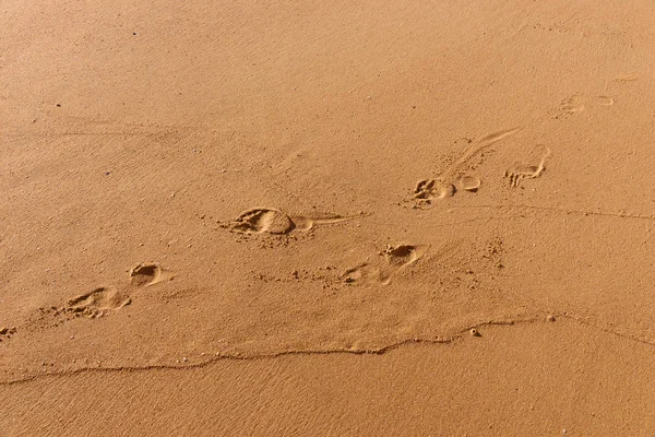 Huellas en la playa de arena — Foto de Stock