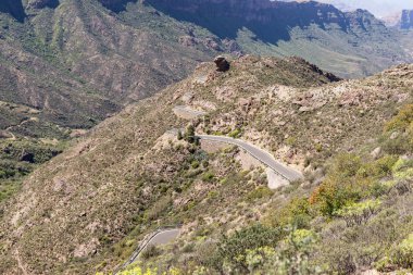 Dağ yılan gibi yolun doğal Üstten Görünüm