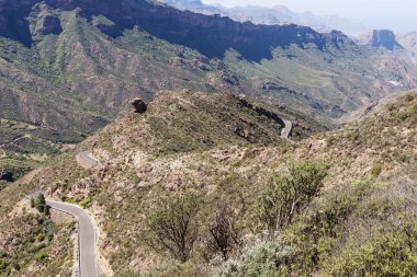 Dağ yılan gibi yolun doğal Üstten Görünüm