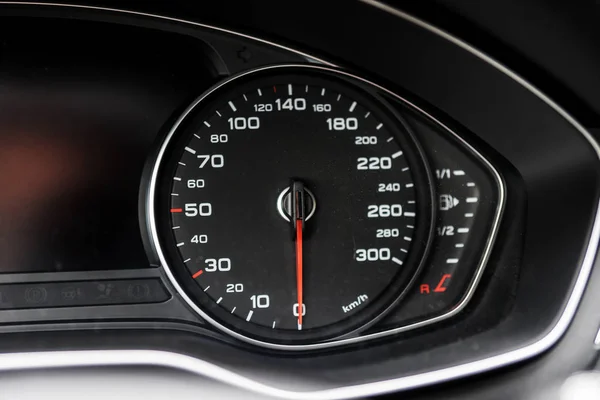 Modern black car instrument panel