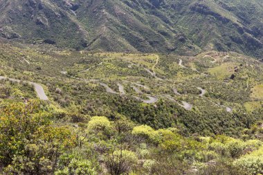 Gran Canaria Dağ yılan gibi yolun Üstten Görünüm