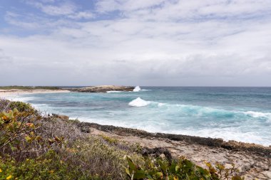 Manzaralı Pointe des Chateaux, Guadeloupe Fransız Adası en doğu noktası
