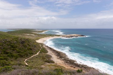 Manzaralı Pointe des Chateaux, Guadeloupe Fransız Adası en doğu noktası
