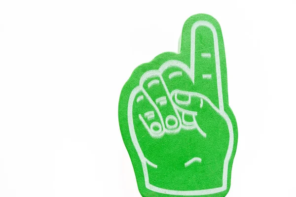 Zöld kéz a kiterjedt mutatóujj elszigetelt — Stock Fotó