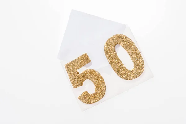 Golden number 50 on empty letter — Stock Photo, Image