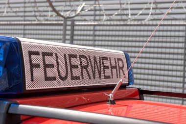German red fire brigade car clipart