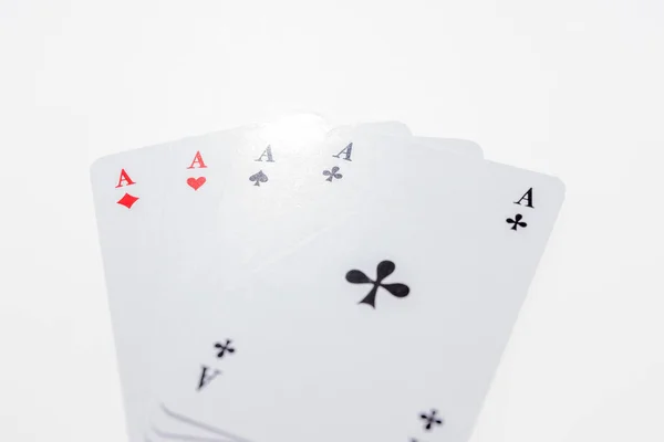 Satz Spielkarten, Ass aller vier Farben — Stockfoto