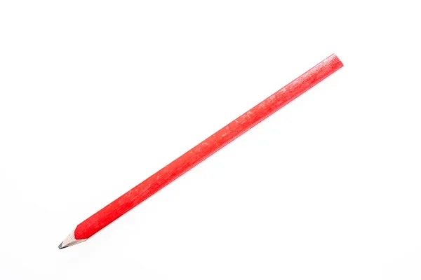 Κόκκινο μολύβι κατασκευής απομονωμένο σε λευκό — Φωτογραφία Αρχείου
