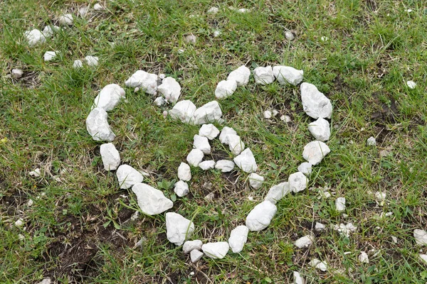 Heart Made Pebble Stones Mountain Meadow — Stock Photo, Image