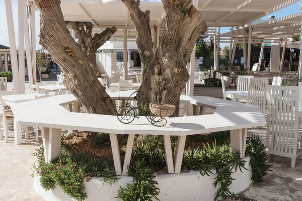 Outdoor Restaurant Beach Perissa Santorini Greece — Stock Photo, Image